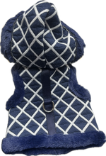 Carica l'immagine nel visualizzatore di Gallery, Giubbottino Blu con Motivo a Rombi e Cappuccio - Taglia XS