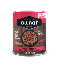 Carica l'immagine nel visualizzatore di Gallery, Ownat Wetline Manzo & Salmone 395 g – Umido Naturale Grain Free per Cani
