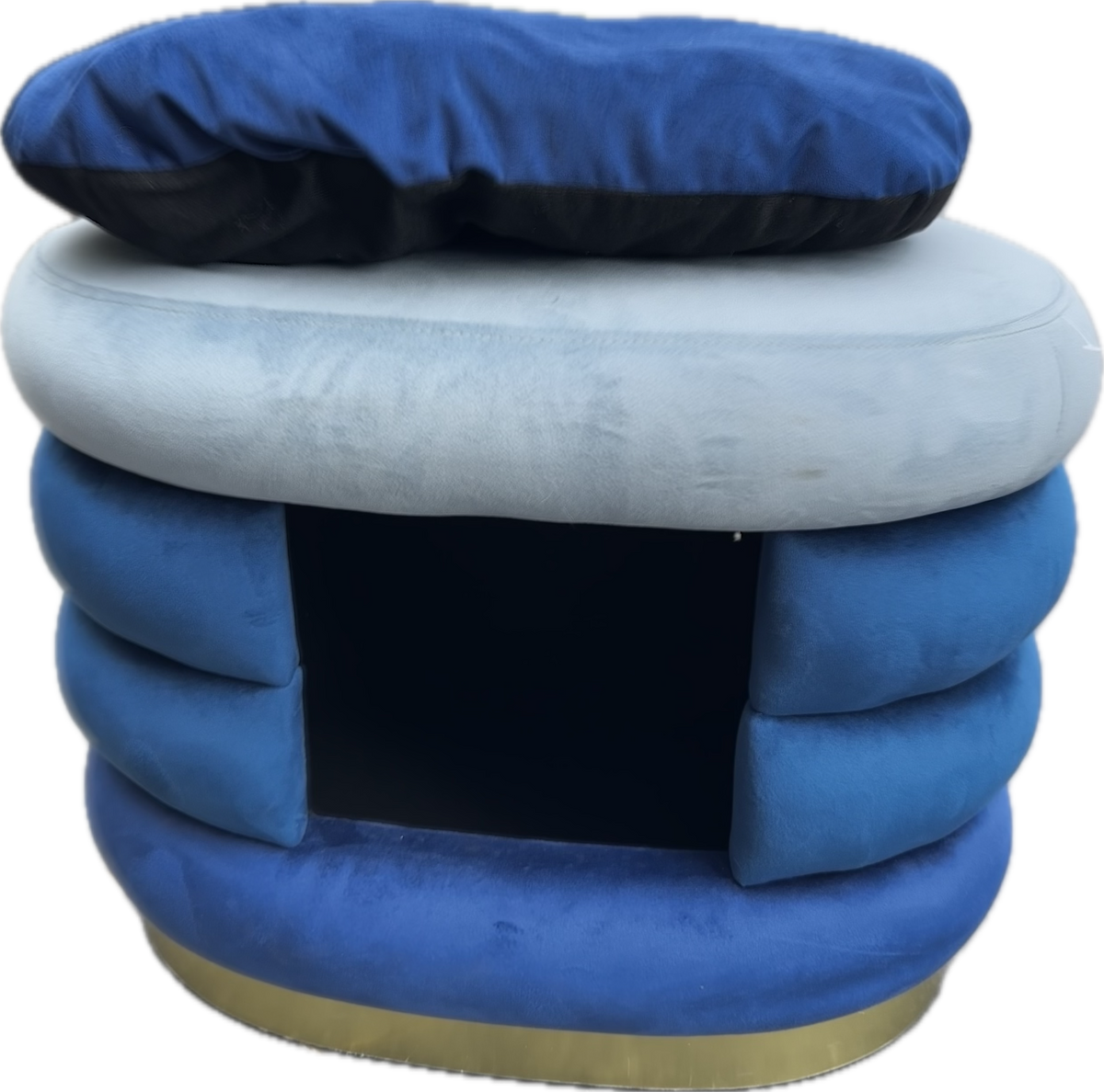 Cuccia Multifunzionale Luxury Blu con Base Dorata
