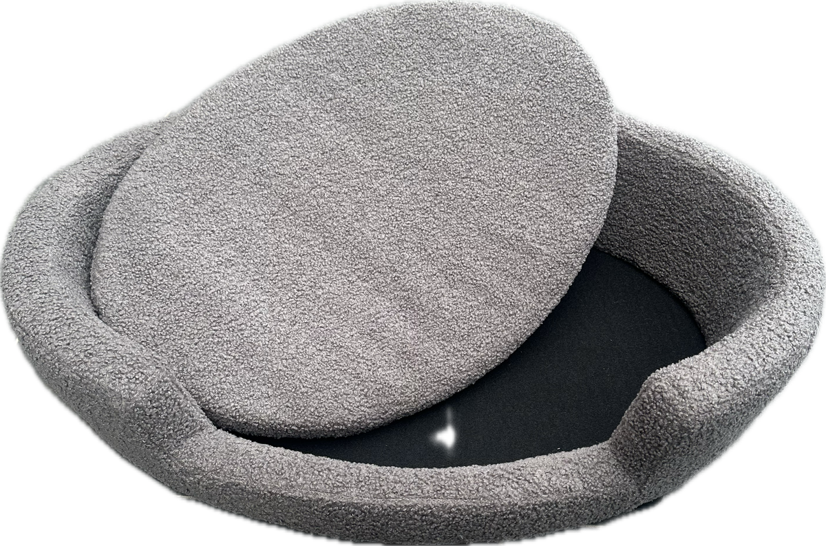 Cuccia Bouclé Grigia con Cuscino Sfoderabile