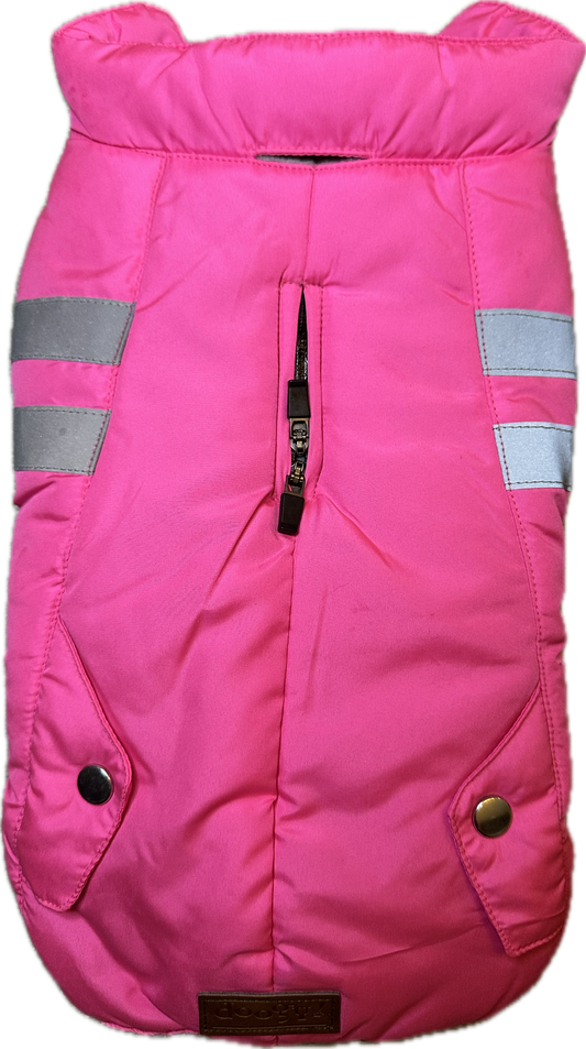 Giacca Rosa imbottita con riflettenti per animali - Taglia 28 cm