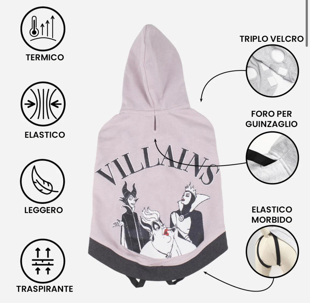 Felpa Villains Disney: Lo Stile Oscuro e Glamour per il Tuo Cane