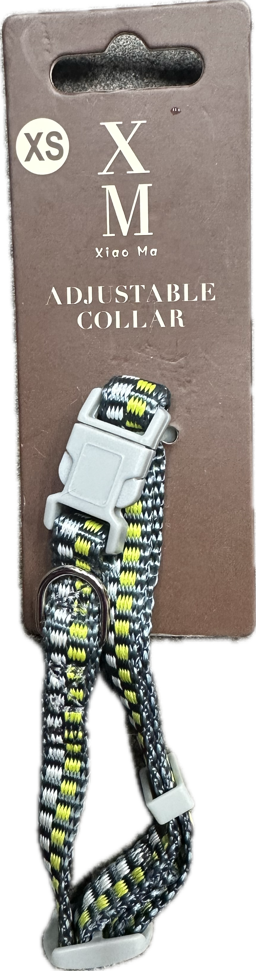 Collare Regolabile XS per Gatto con Motivo Grigio e Giallo