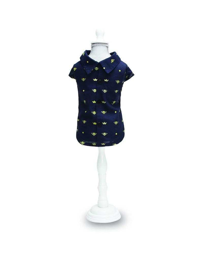Camicia Elegante con Stampa Api e Corone per Cani e Gatti