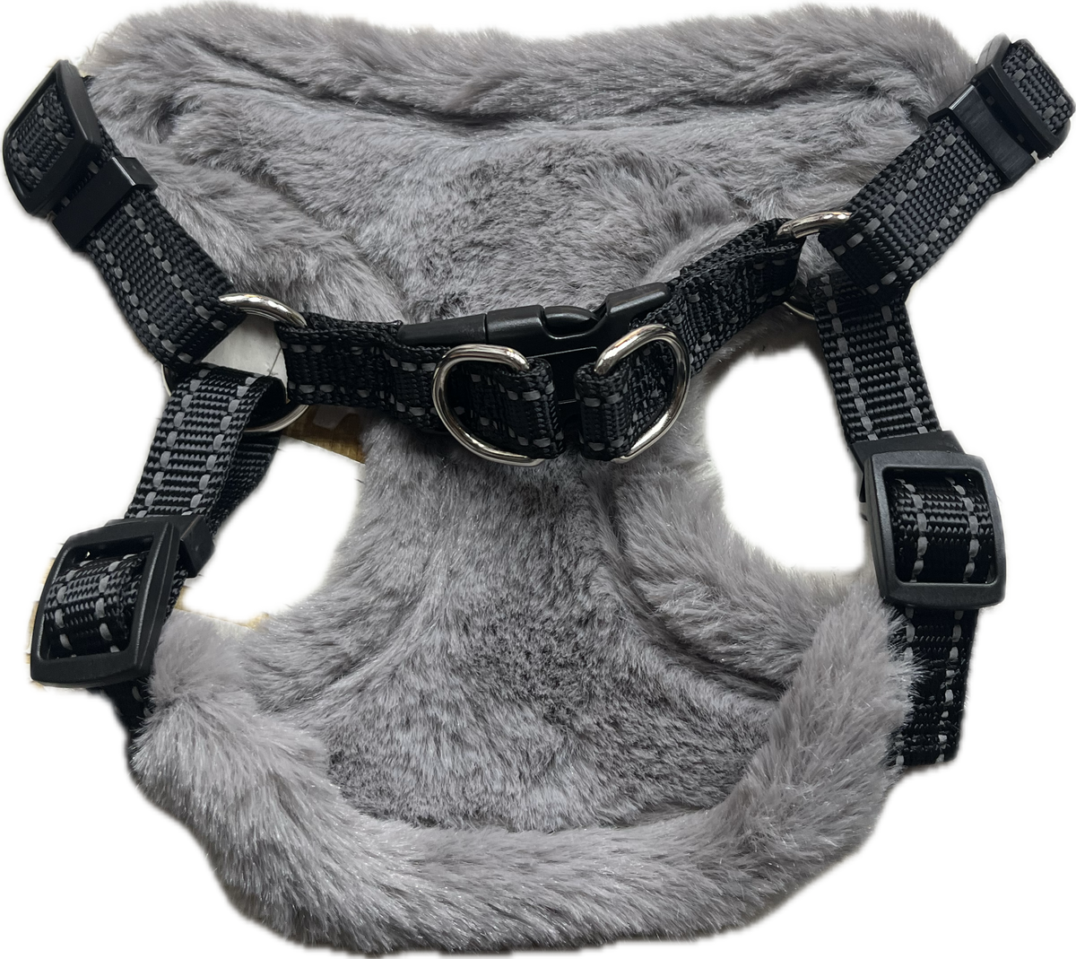 Pettorina in Peluche Grigio con Finitura a Maglia