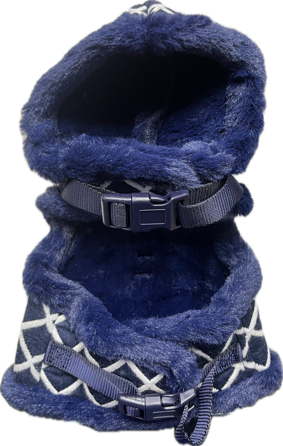 Giubbottino Blu con Motivo a Rombi e Cappuccio - Taglia XS