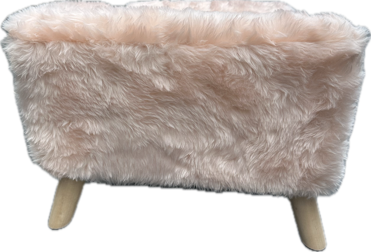 Chaise longue fluffy rosa cipria – Letto elegante per cani e gatti