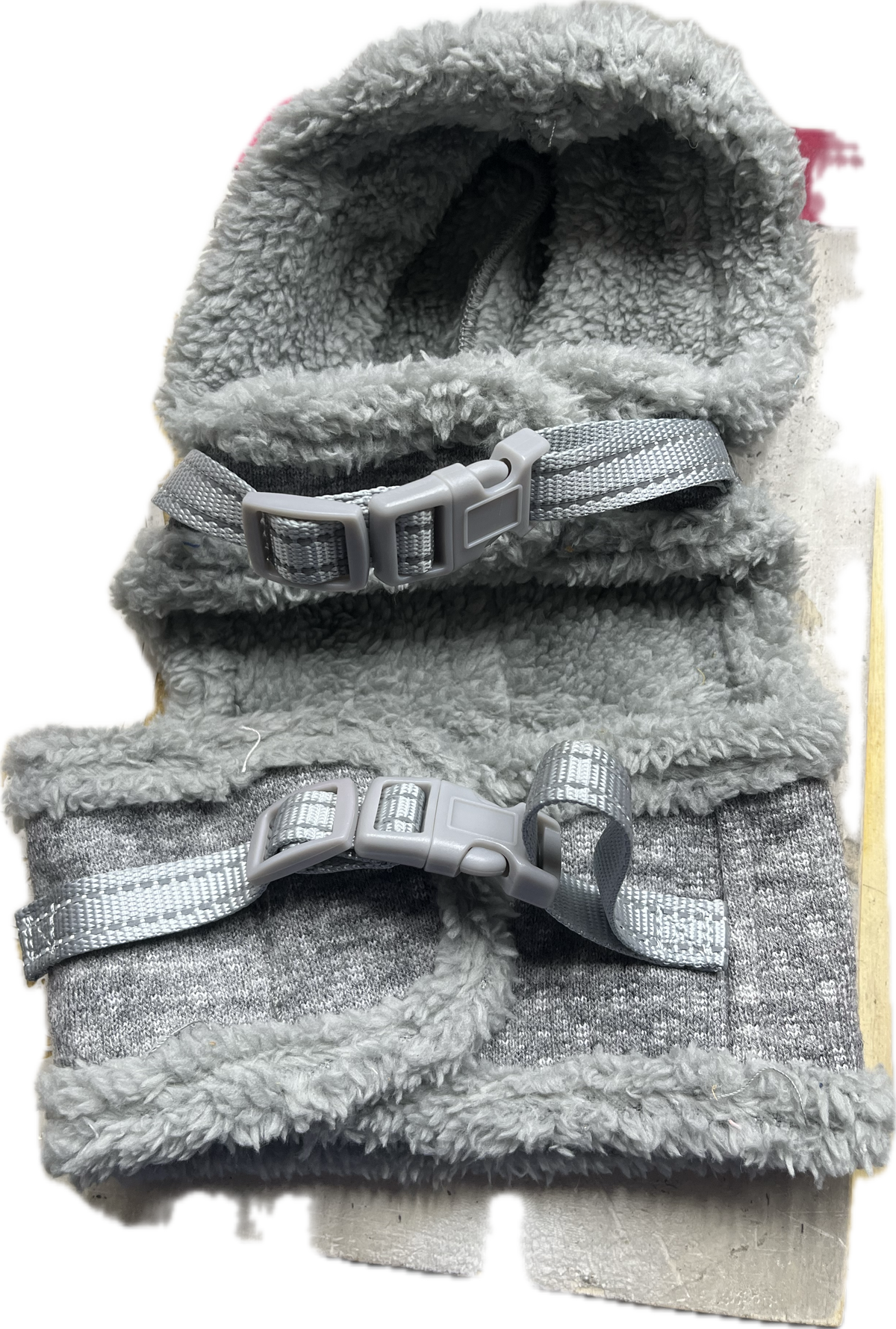 Gilet con Cappuccio Morbido in Grigio con Pelliccia Sintetica S