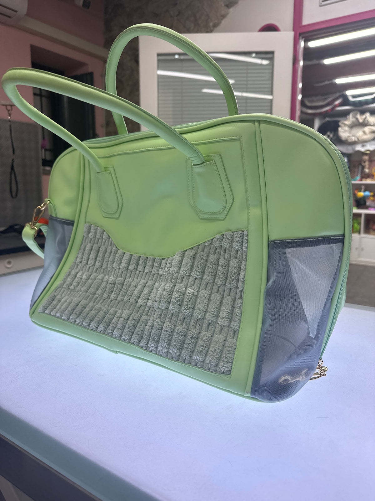 Trasportino Verde Lime con Tracolla e Maniglie