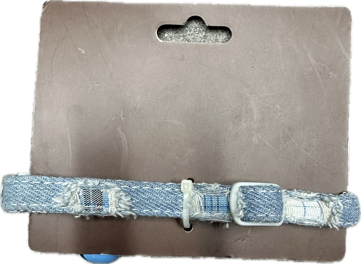 Collare per Gatti in Denim con Campanella Blu