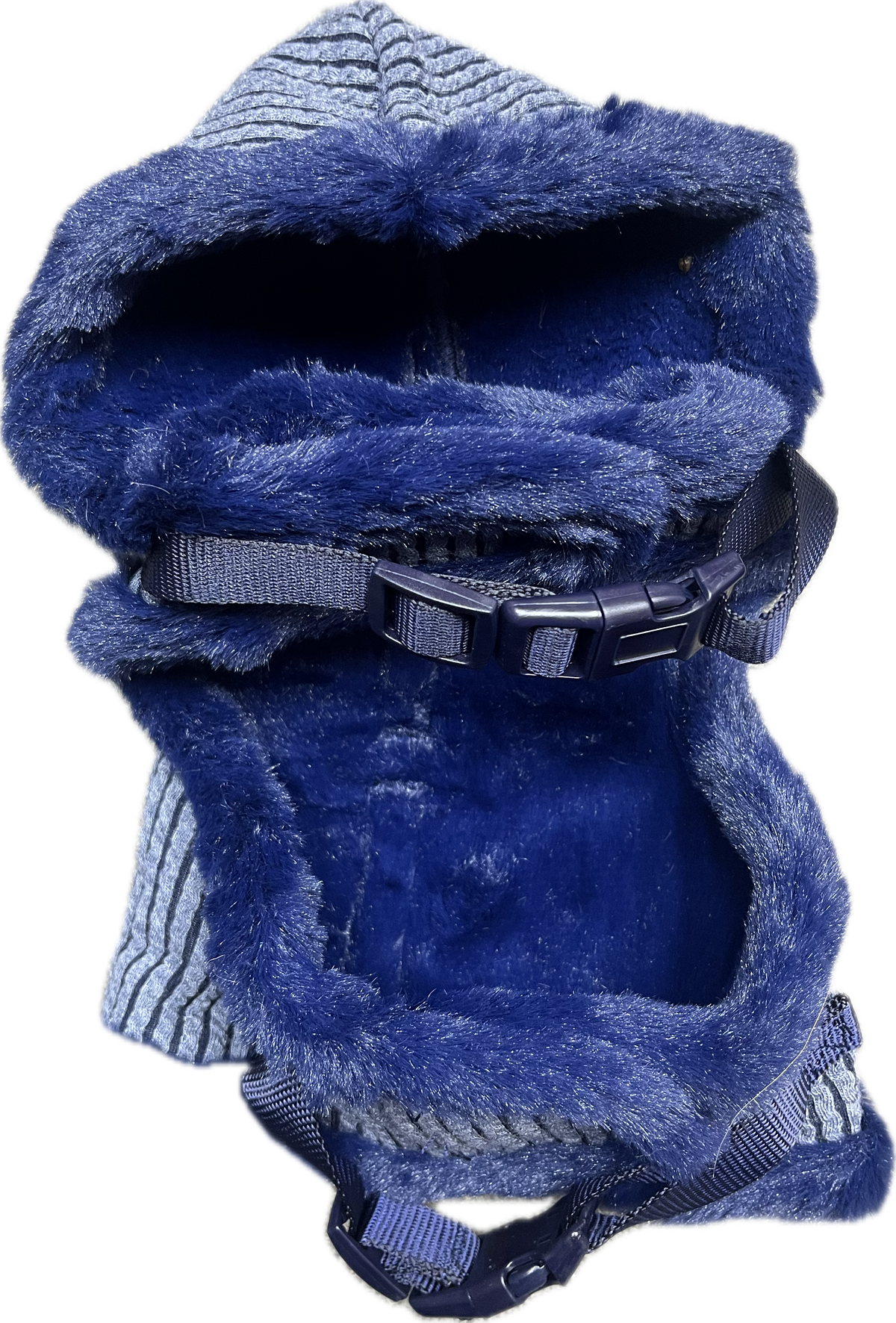 Maglioncino con cappuccio foderato in pelliccia sintetica - Blu