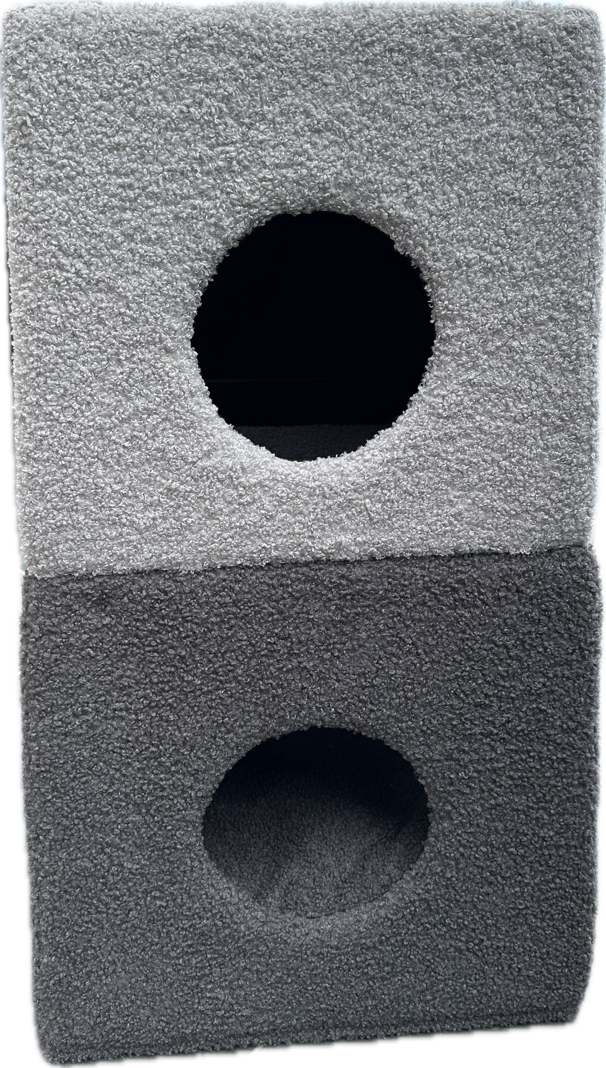 Torre Relax Bouclé Bicolor per Gatti – Cuccia con Tiragraffi e Vani