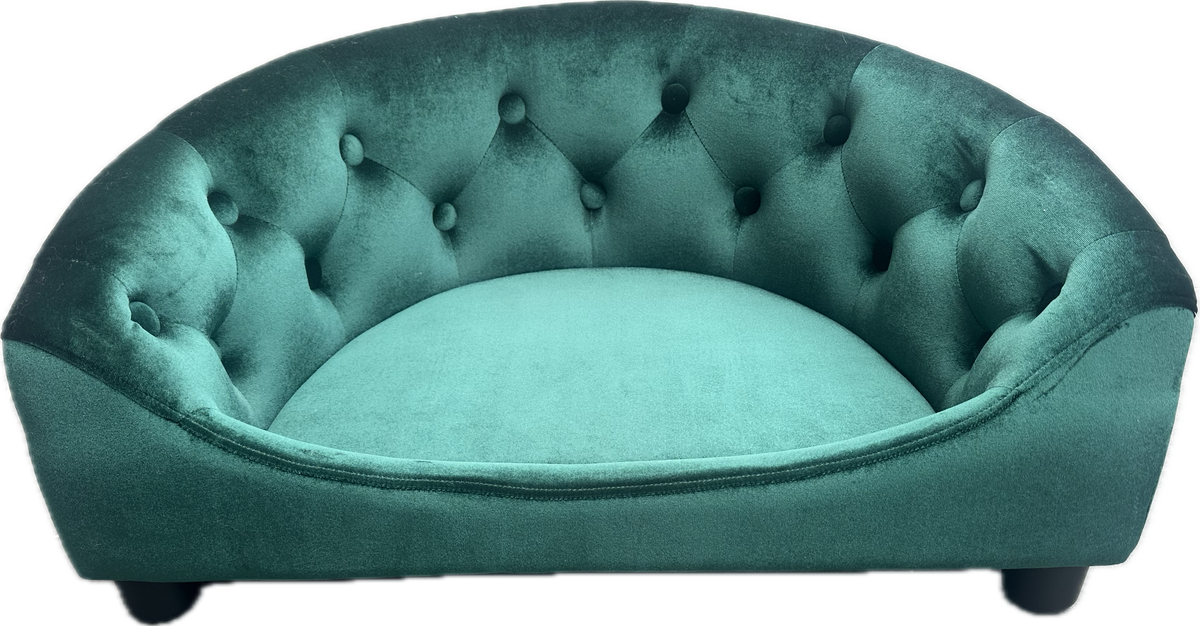 Divanetto Reale in Velluto Verde Smeraldo – Cuccia Elegante per Cani e Gatti