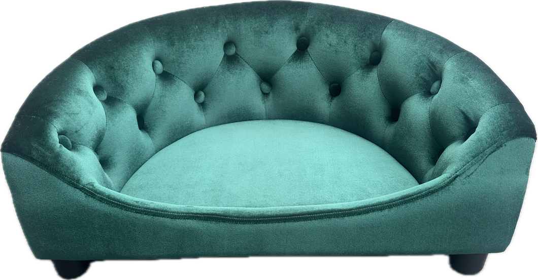 Divanetto Reale in Velluto Verde Smeraldo – Cuccia Elegante per Cani e Gatti