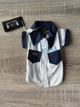 Carica l'immagine nel visualizzatore della galleria, Camicia per Cani Trilly Tutti Brilli – Azzurro e Blu Navy con Colletto e Tasche

