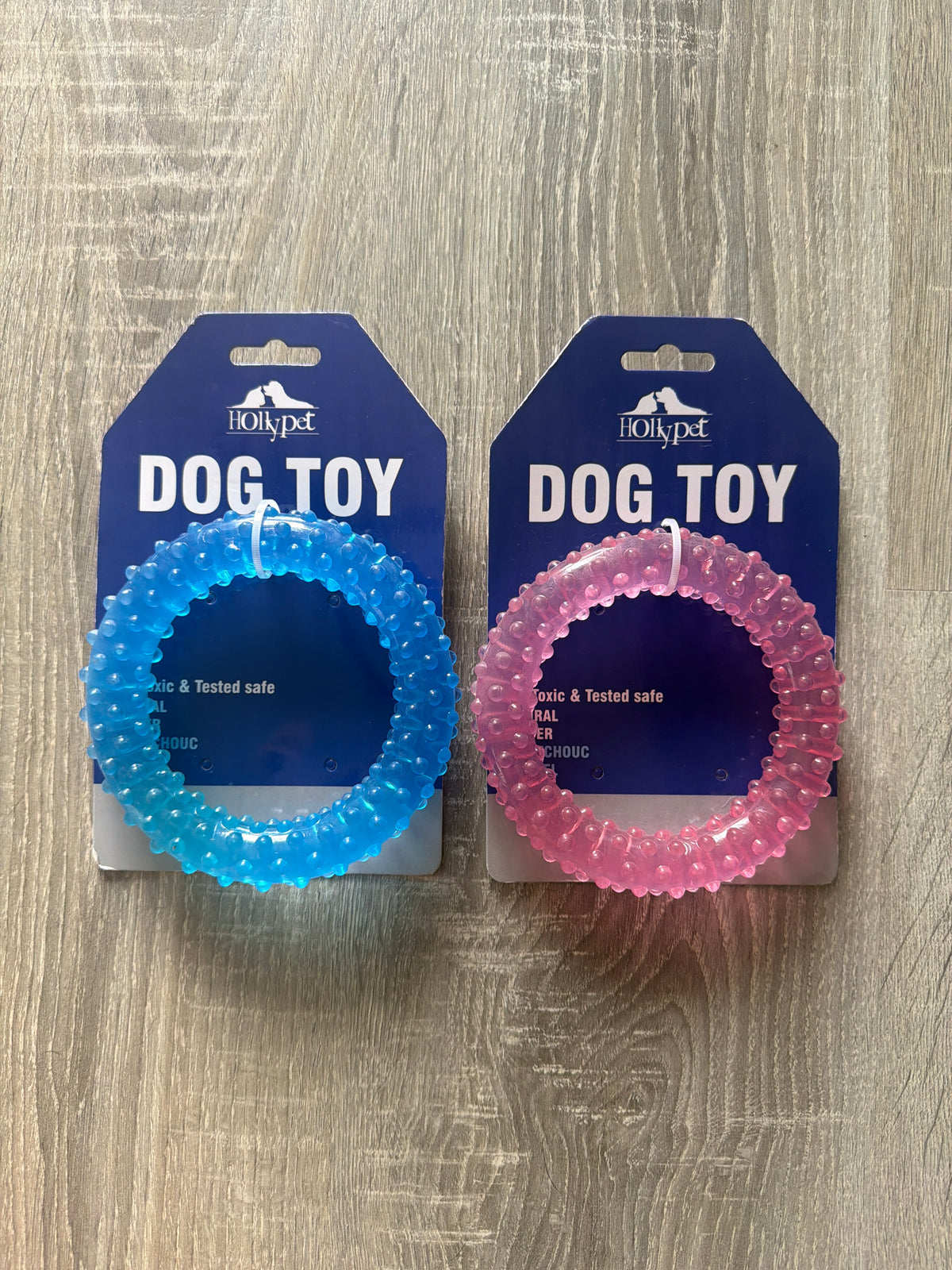 Anello da Gioco per Cani con Rilievi – Blu e Rosa