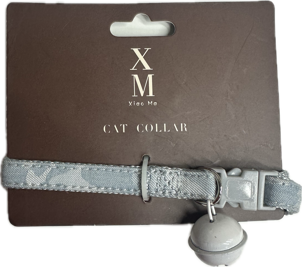 Collare Grigio in Tessuto Jeans per Gatti