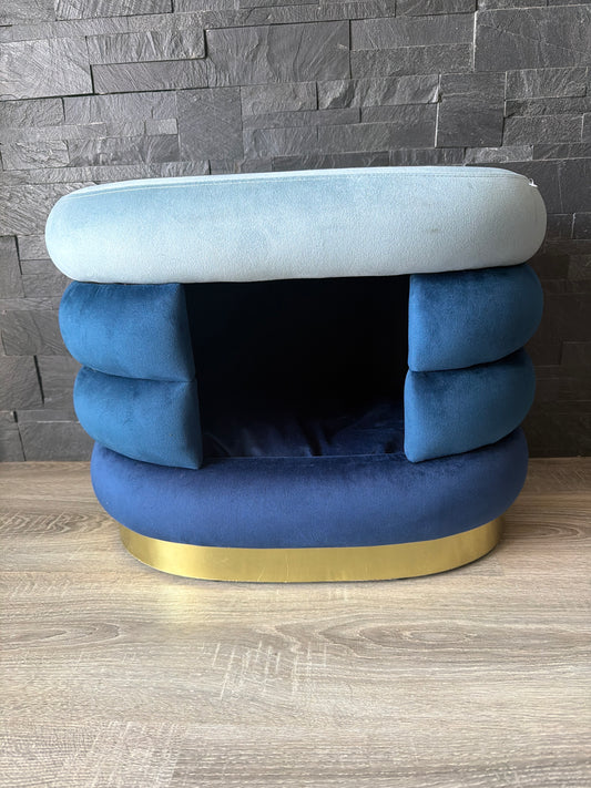 Cuccia Multifunzionale Luxury Blu con Base Dorata