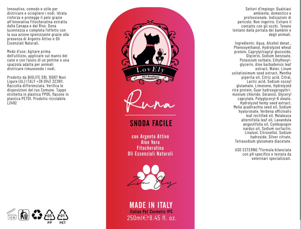RUNA – Snoda Facile | Spray Scioglinodi Naturale per Cani e Gatti