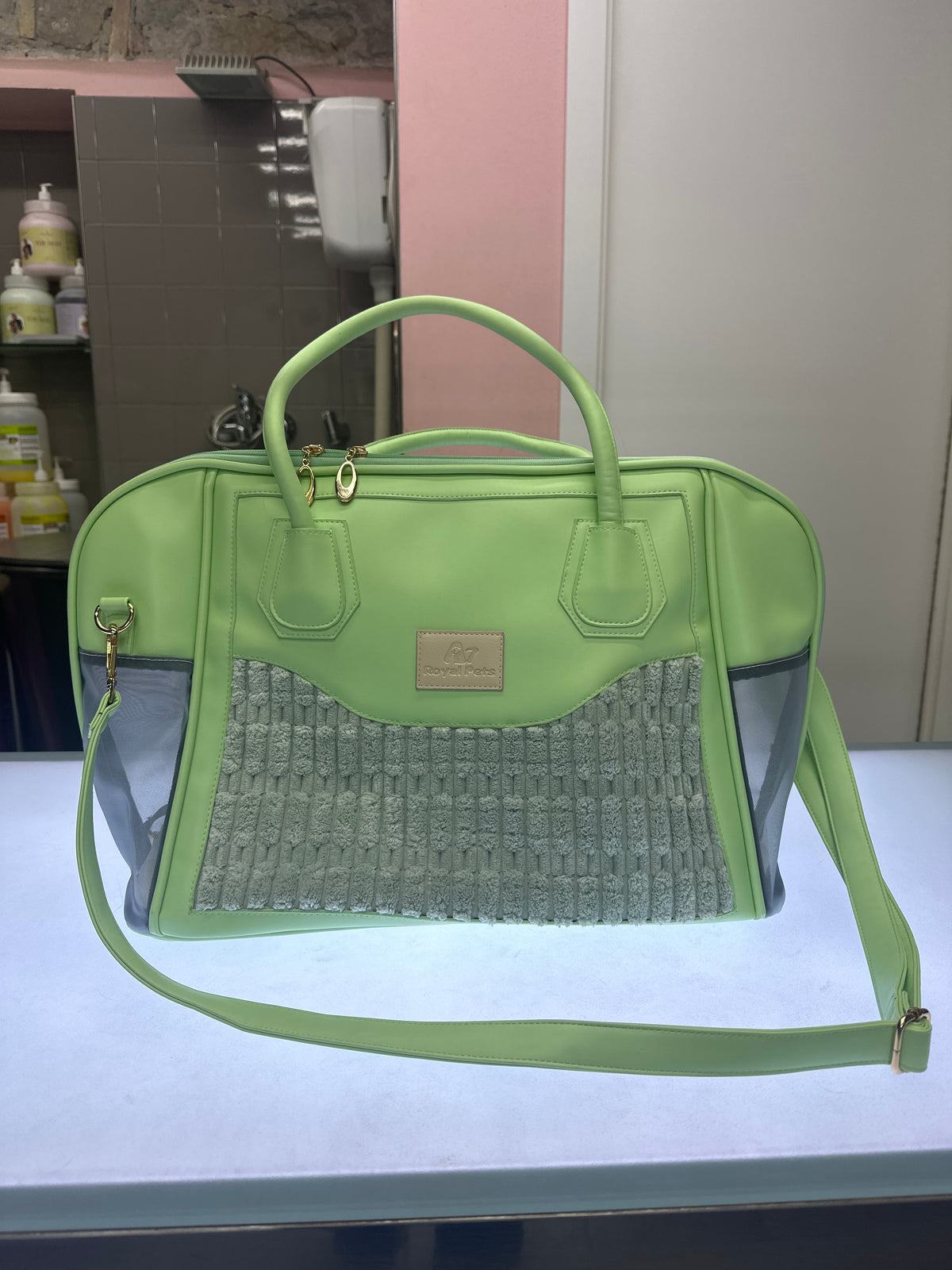 Trasportino Verde Lime con Tracolla e Maniglie