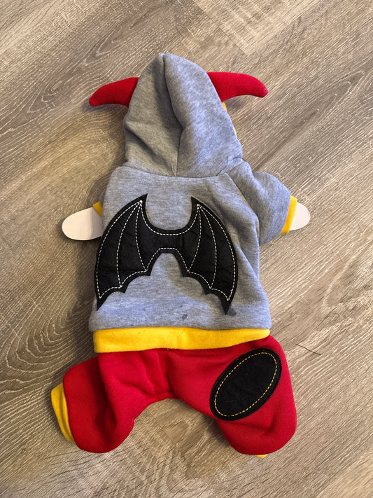 Costume di Halloween per Cani – Pipistrello Grigio e Rosso
