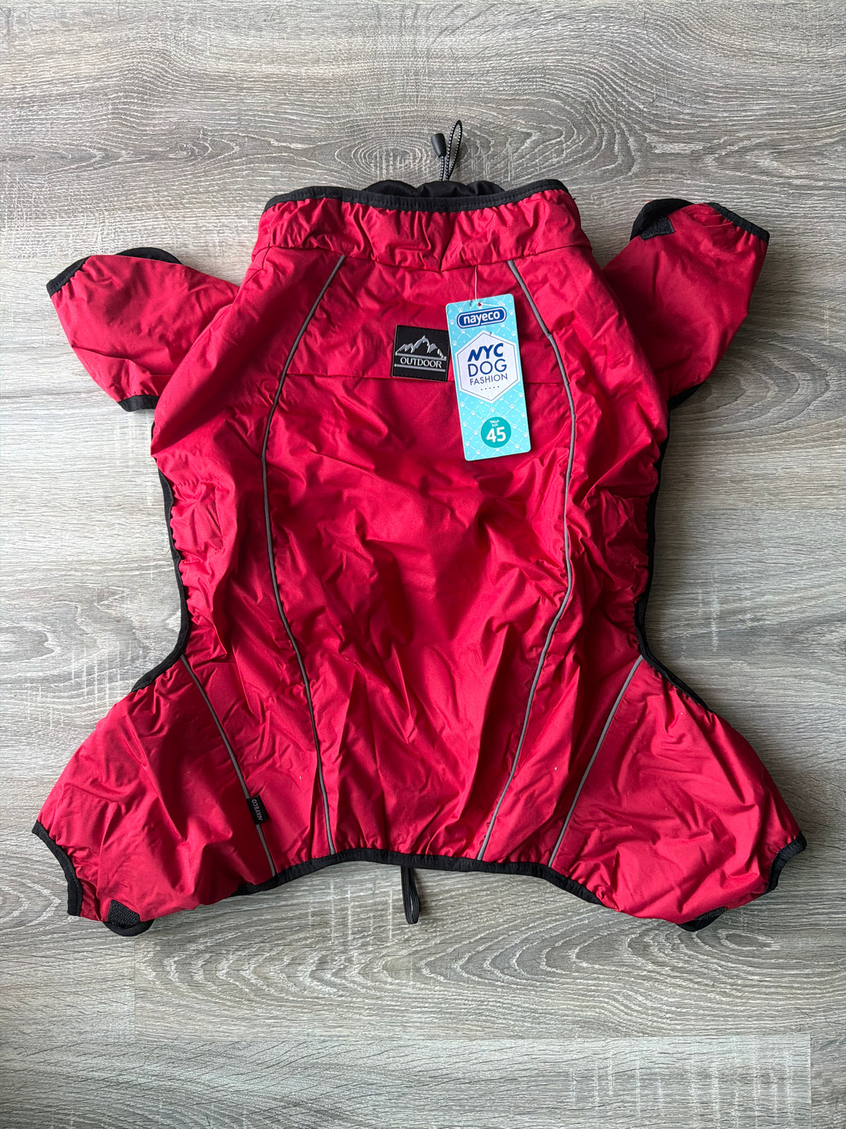 Impermeabile per Cani Rosso e Nero con Interno in Pile