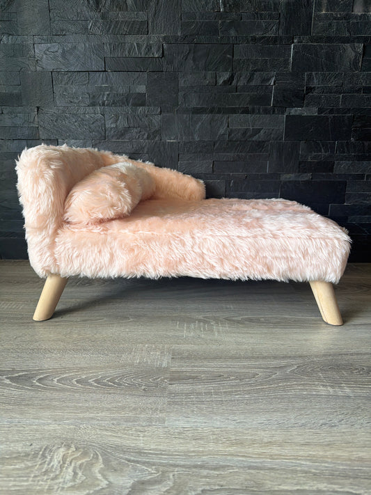 Chaise longue fluffy rosa cipria – Letto elegante per cani e gatti