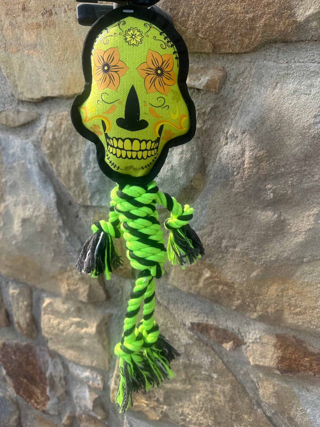 Gioco Halloween Teschio Messicano in Tessuto e Corda per Cani