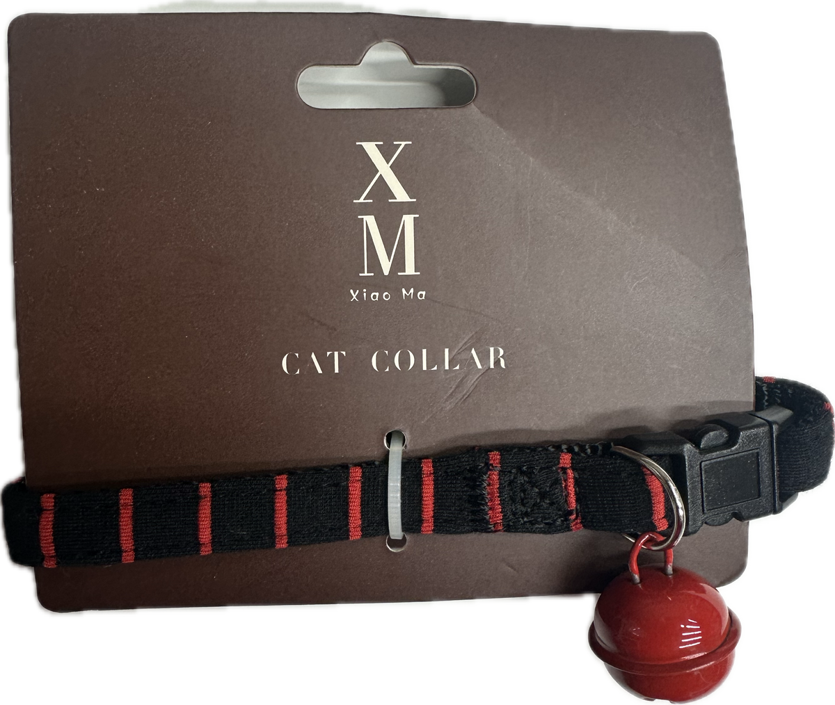 Collare per Gatto Nero con Strisce Rosse