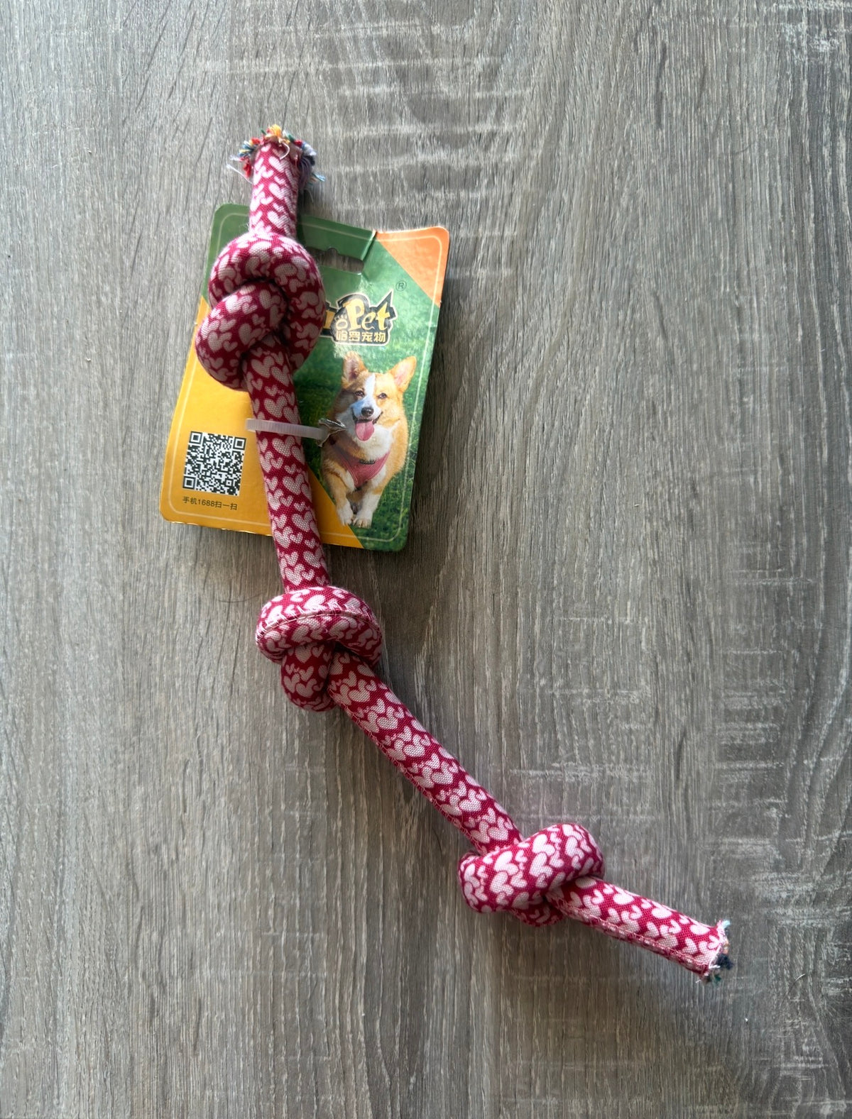 Gioco Corda Rosa con Cuoricini e Tre Nodi