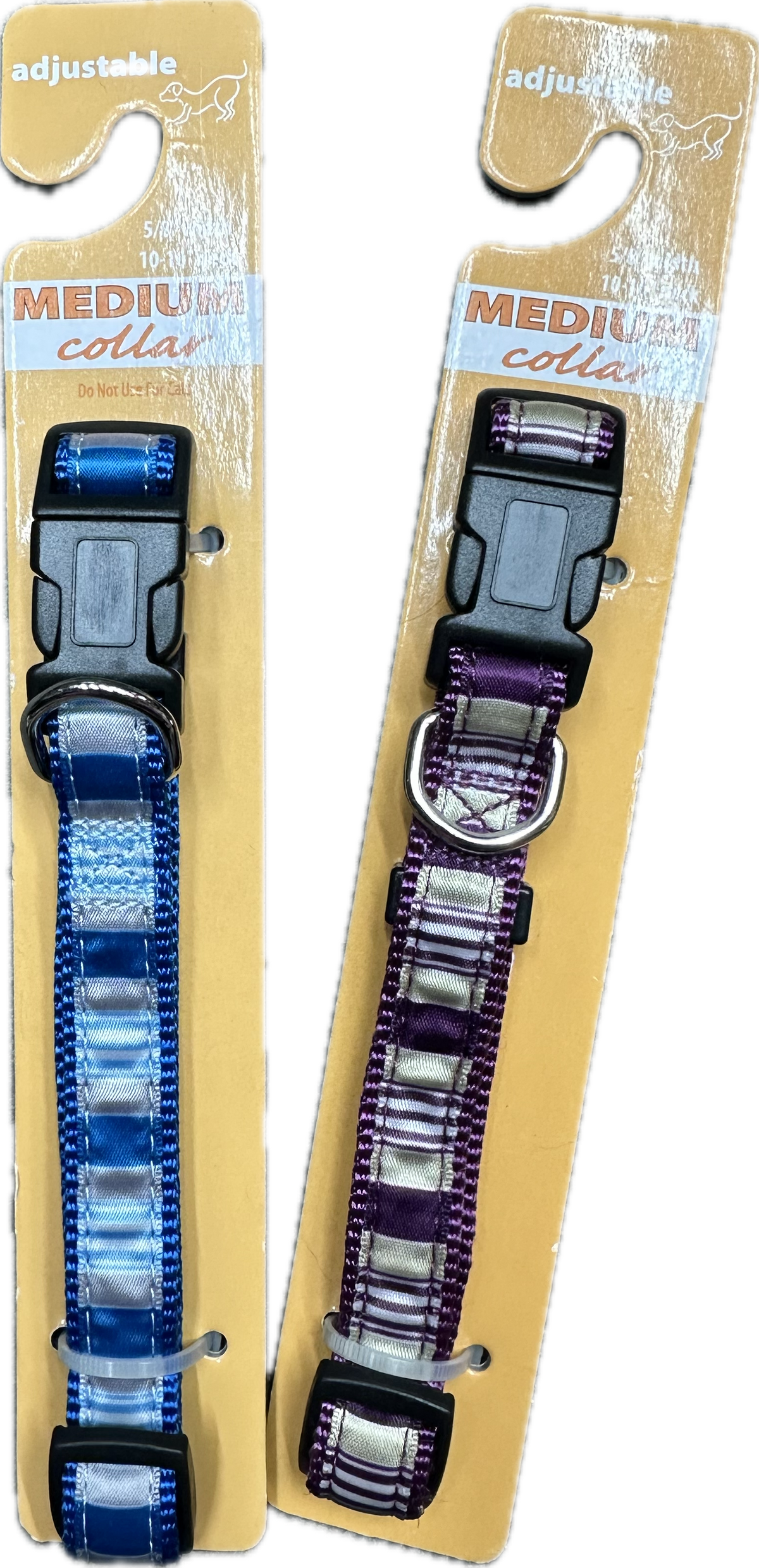 Collari Regolabile a Righe in Viola e Argento o Blu e Argento