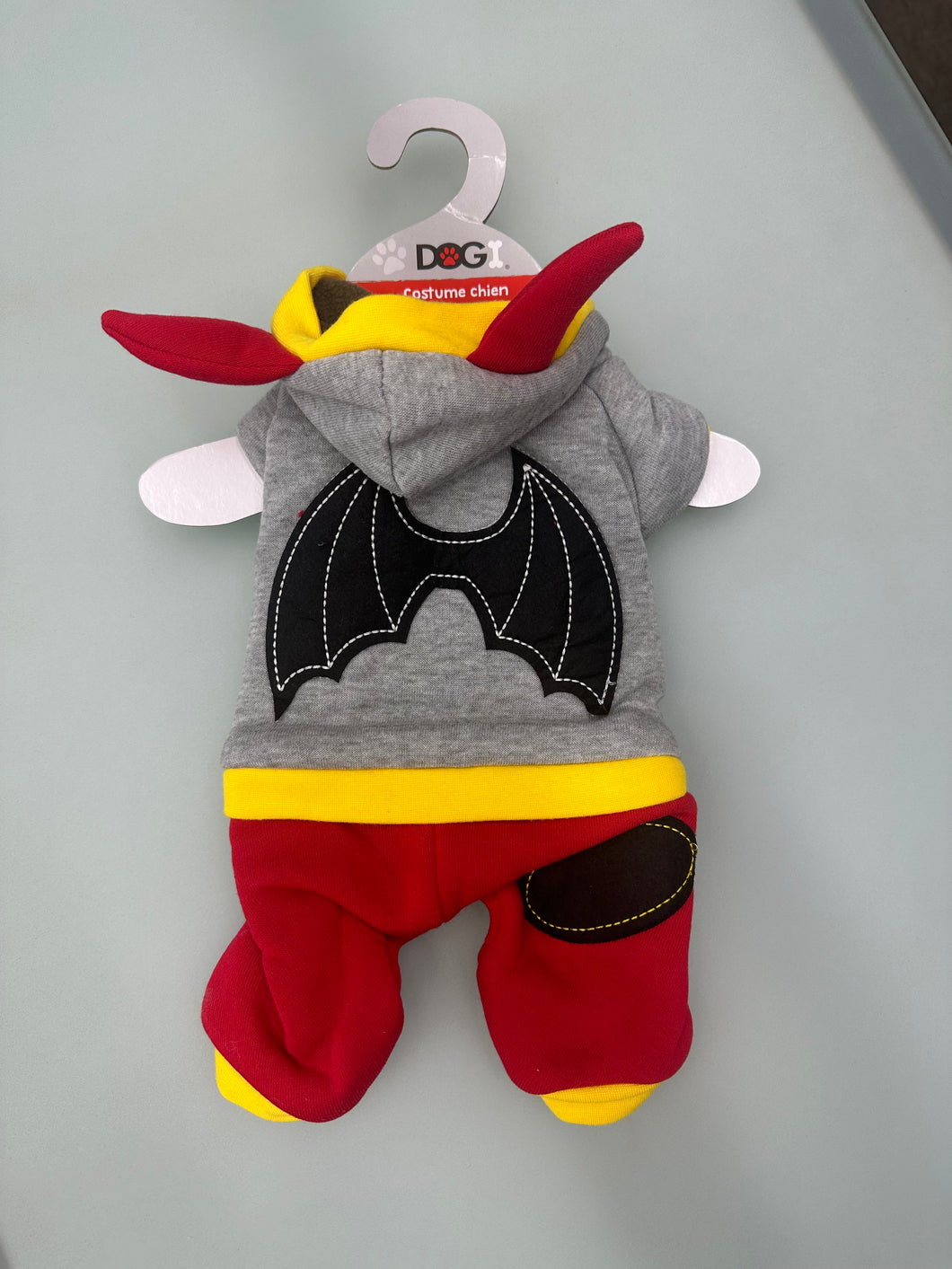 Costume di Halloween per Cani – Pipistrello Grigio e Rosso