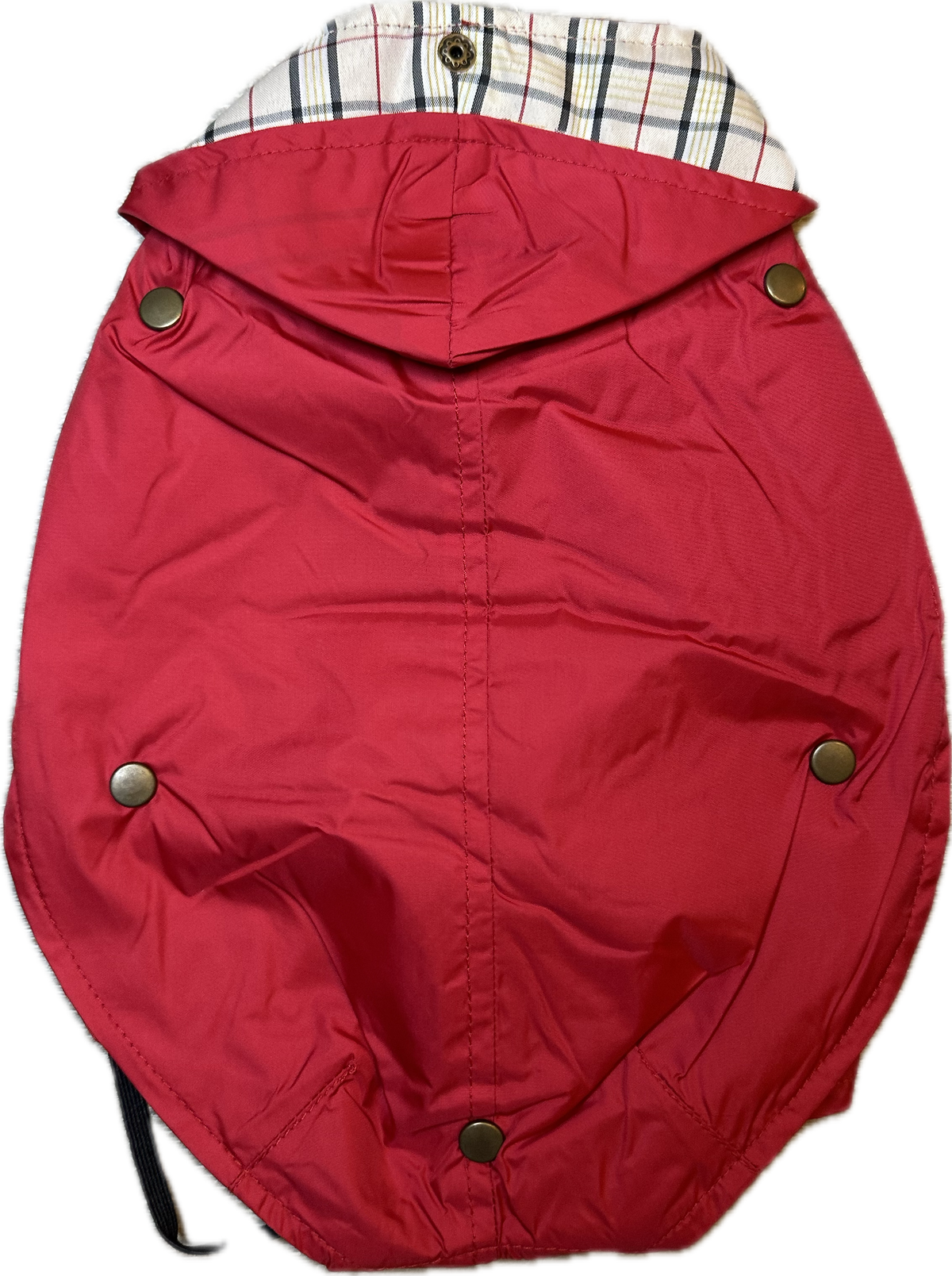 Impermeabile rosso con fodera in pile e motivo tartan