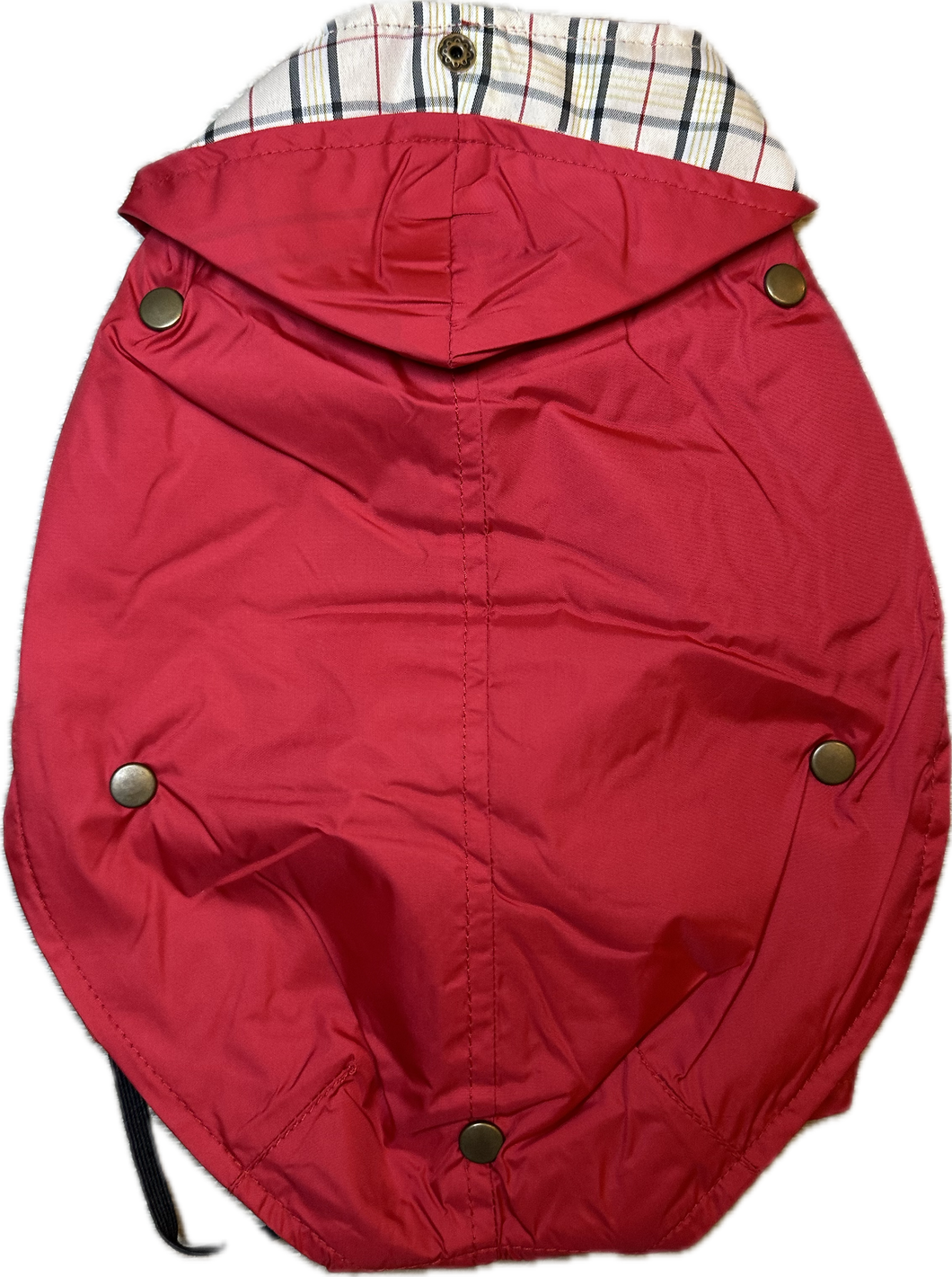 Impermeabile rosso con fodera in pile e motivo tartan