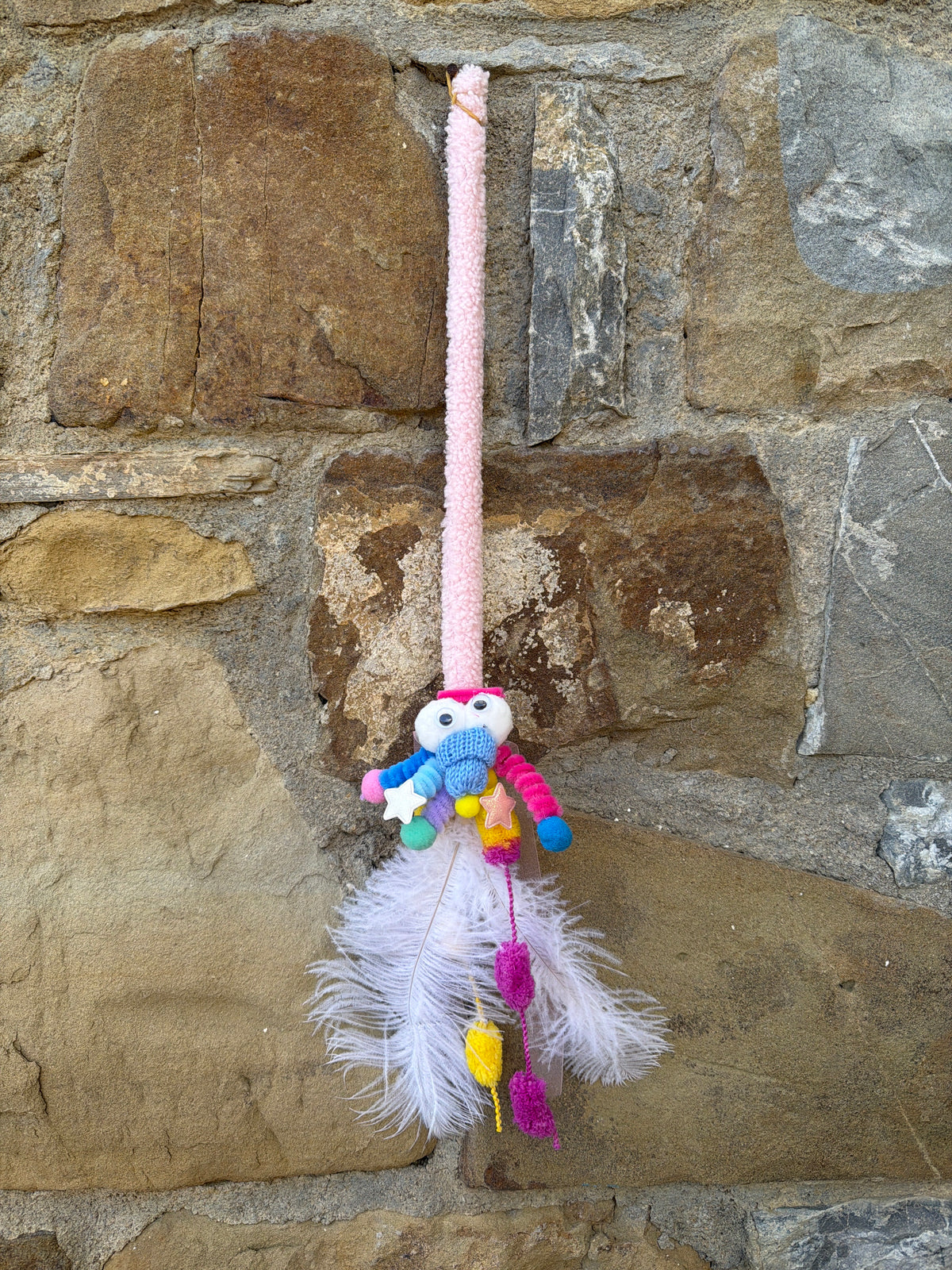 Bacchetta Gioco per Gatti con Pupazzetto Colorato e Piume – 60 cm