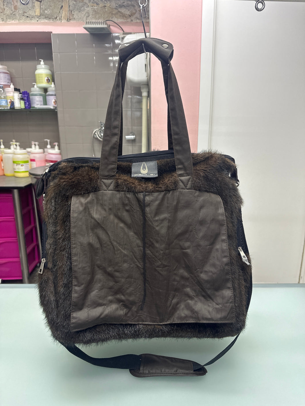 Borsa Trasportino Elegante in Pelliccia Sintetica