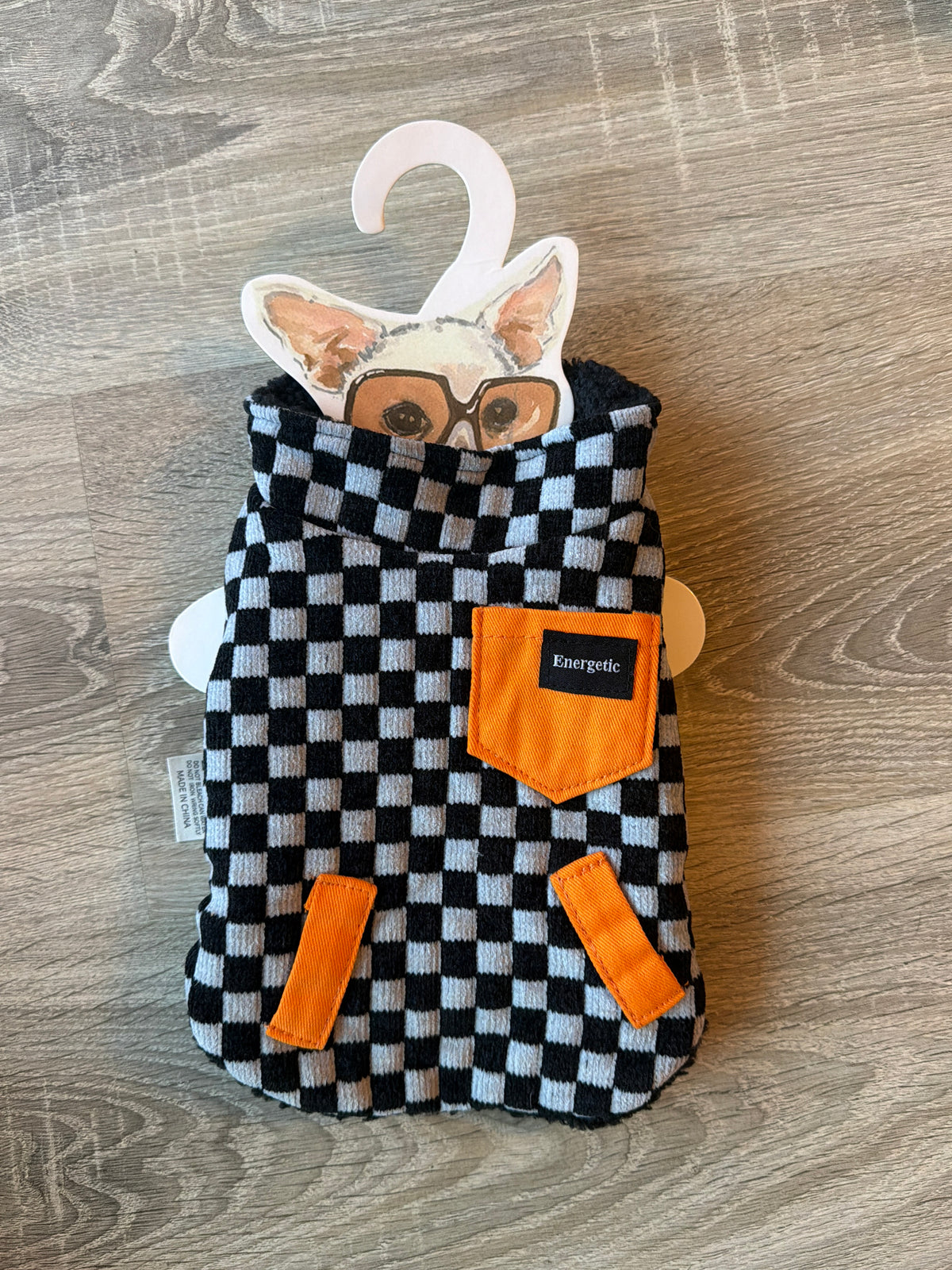 Mantellina Reversibile per Cani Checkered – Nero e Scacchi – XS 25 cm
