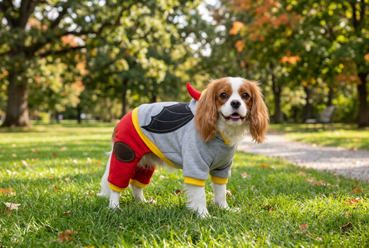 Costume di Halloween per Cani – Pipistrello Grigio e Rosso