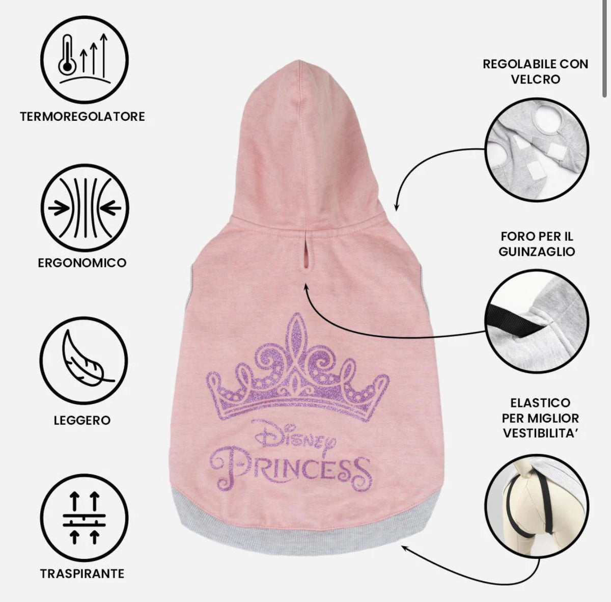 Felpa Disney Princess: Eleganza Reale per la Tua Principessa a Quattro Zampe