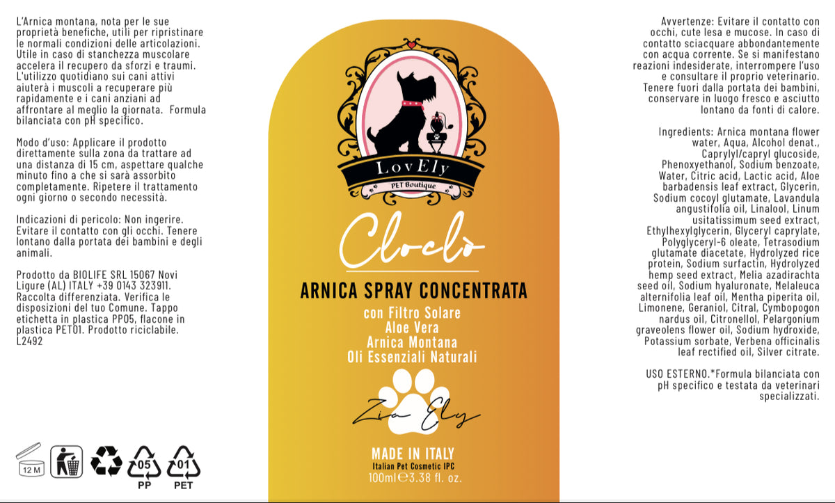 CLOCLÒ – Arnica Spray Concentrata | Sollievo Naturale Muscoli e Articolazioni
