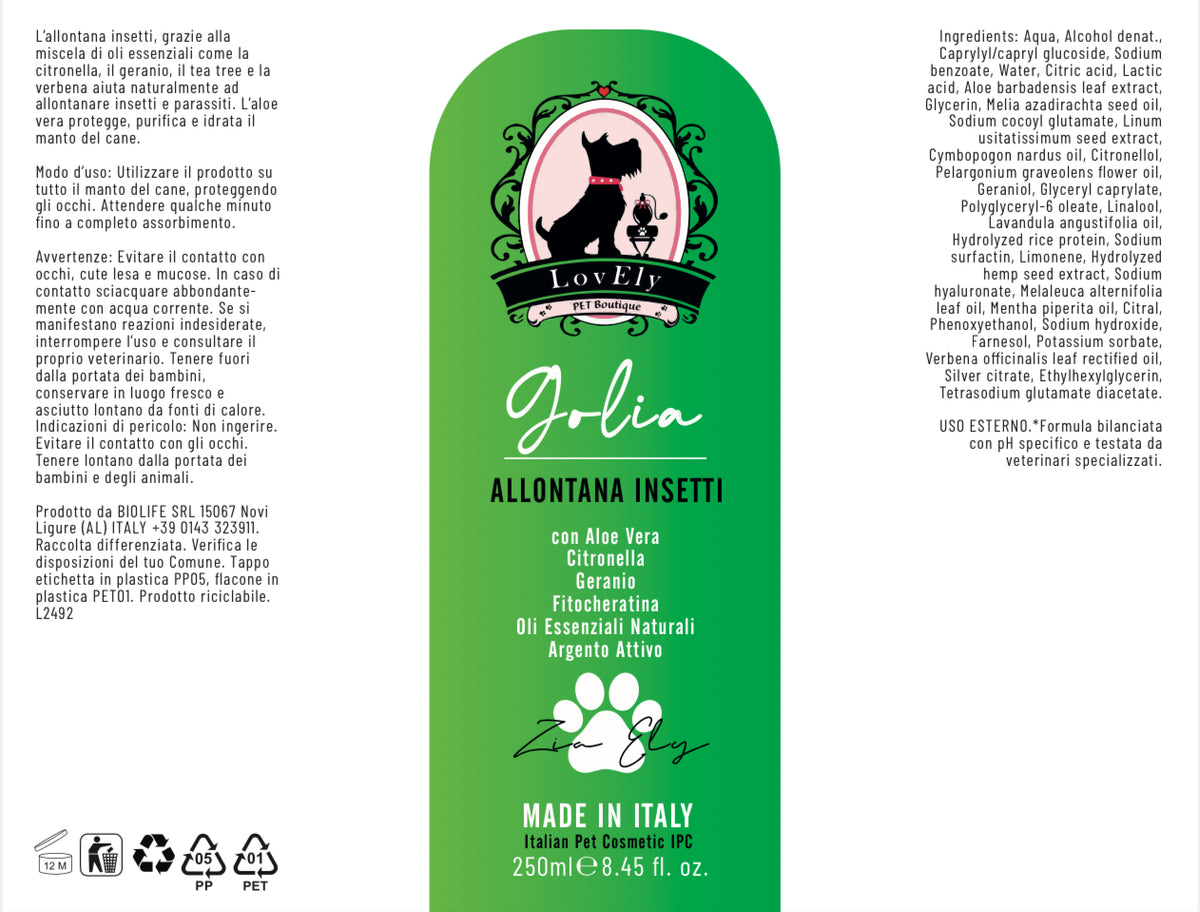 GOLIA – Allontana Insetti | Spray Naturale Protettivo per Cani