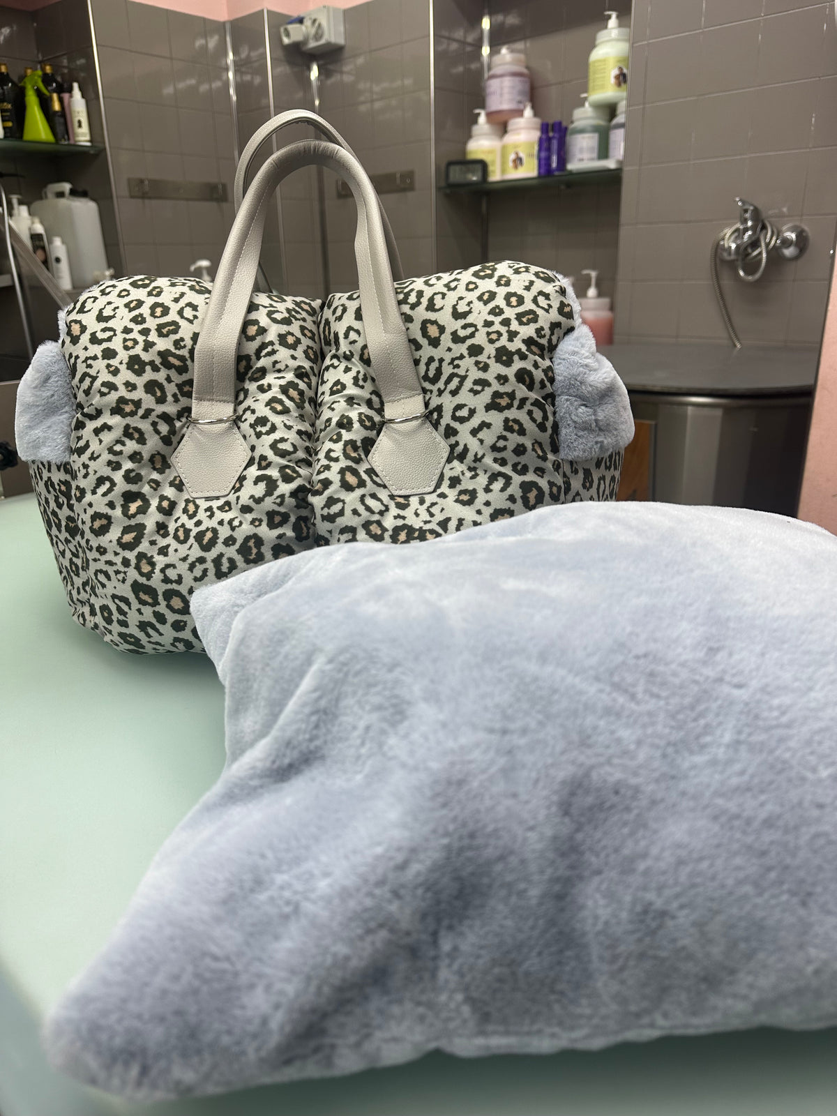 Borsa Trasportino Morbida con Stampa Leopardo