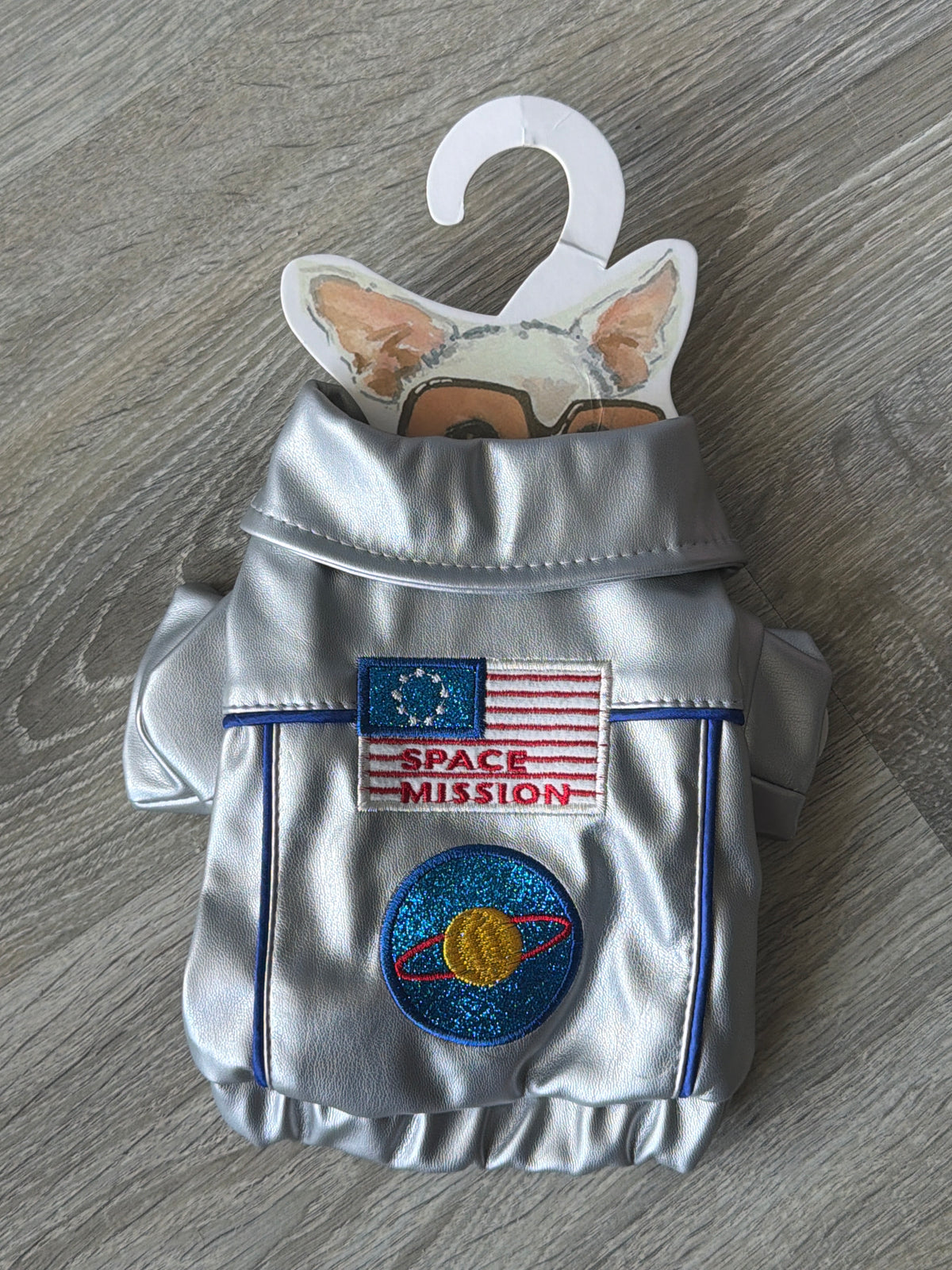 Felpa Space Mission per Cani Argentata Metallizzata – Taglia XS 25 cm