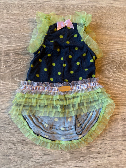 Abitino per Cani Belli Monelli a Pois con Tulle Multicolor e Fiocco – Taglia S