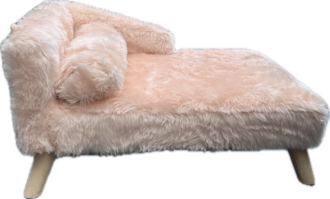 Chaise longue fluffy rosa cipria – Letto elegante per cani e gatti