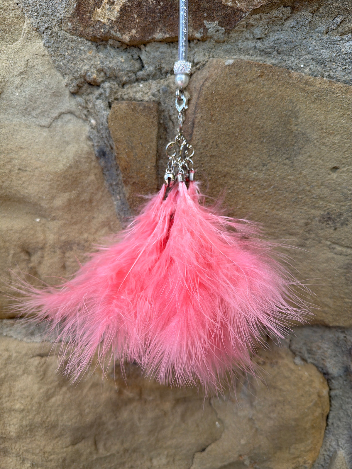 Bacchetta Gioco per Gatti con Piume Rosa – 65 cm