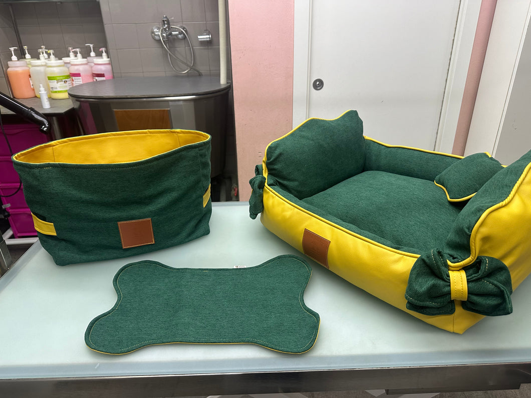 Set Cuccia Deluxe Sfoderabile con Sottociotola e Porta Giochi - Made in Italy