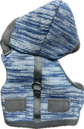 Carica l'immagine nel visualizzatore della galleria, Cappottino in Maglia Blu con Cappuccio e Interno in Pile per Cani Tg S
