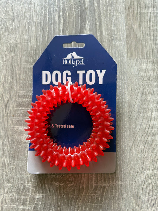 Anello da Masticare per Cani in Gomma Rossa con Rilievi