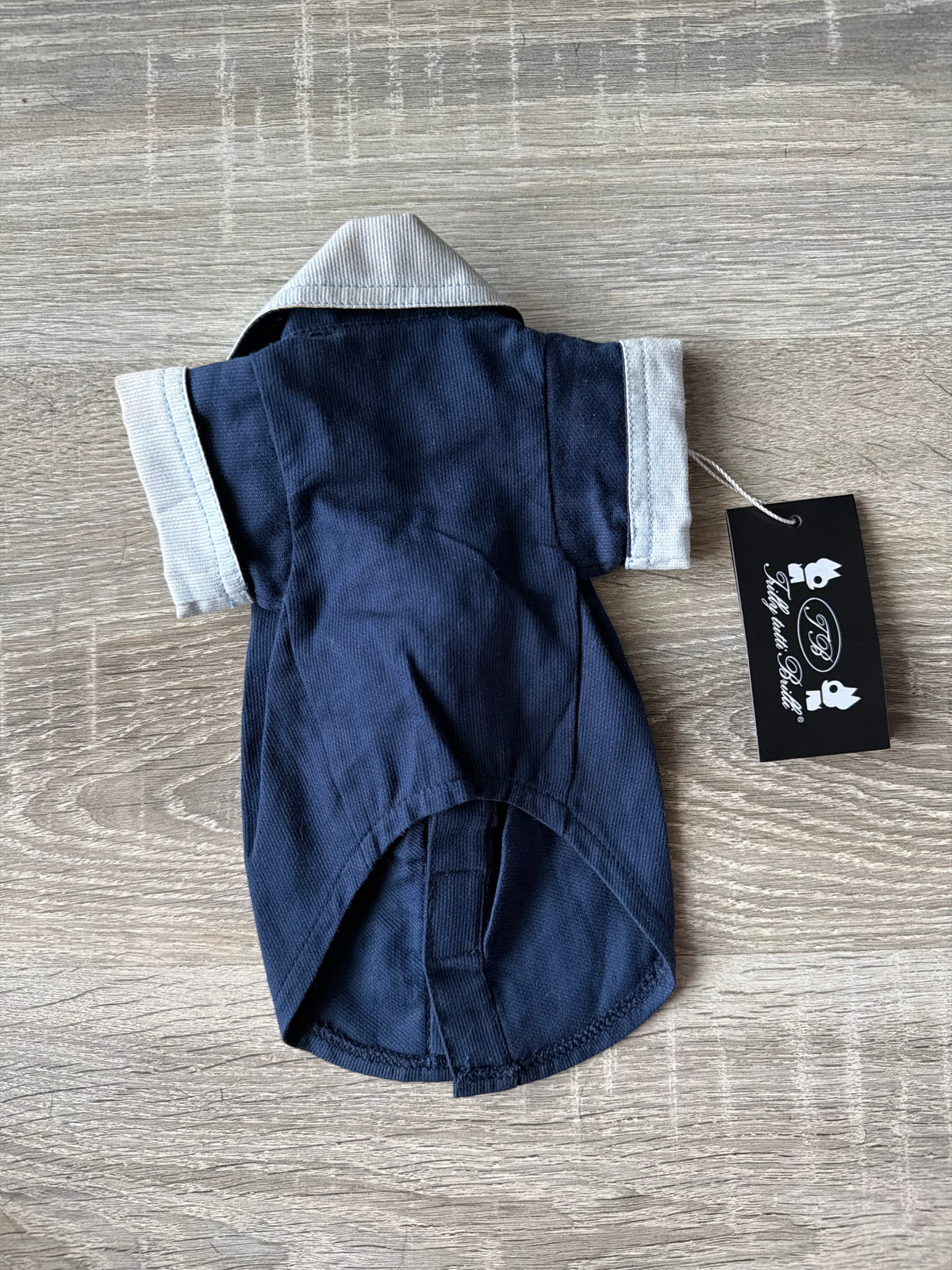 Camicia per Cani Trilly Tutti Brilli – Blu Navy e Azzurro con Colletto e Tasche – Taglia XS